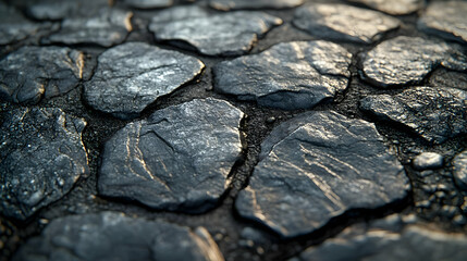 Close Up of Dark Stone Pavement Realistic Image