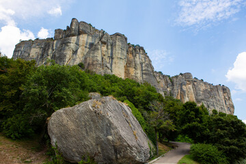 Italian mountain landscape: Pietra di Bismantova in Tuscan-Emilian Apennines, capturing rugged terrain and natural charm