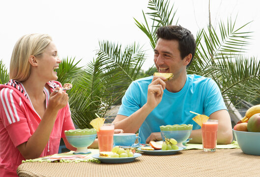 Couple Eating Breakfast