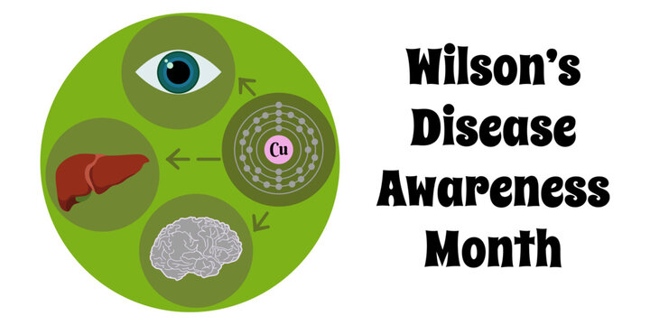 Wilson’s Disease Awareness Month, Thematic banner, poster or postcard on the topic of health and medicine
