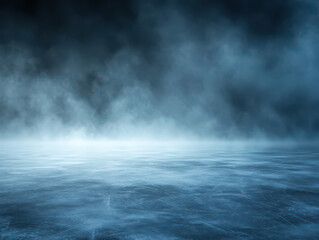 A misty and mysterious blue landscape with a textured surface.