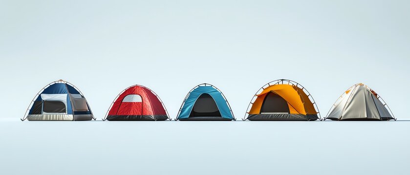 Colorful tents on white background