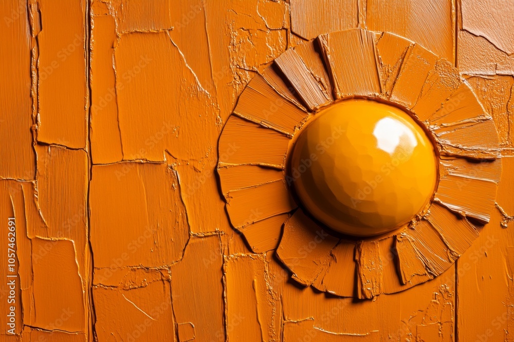 Poster minimalist depiction of a sun with radiating lines, showing the impact of solar heat in a clean, sim