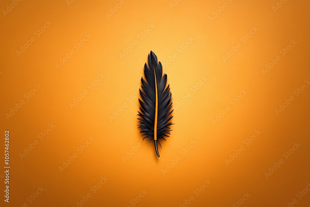 Poster minimalist design of a feather quill with fine lines, capturing the elegance of traditional craftsma