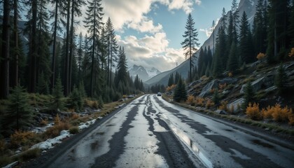 Slippery winter road