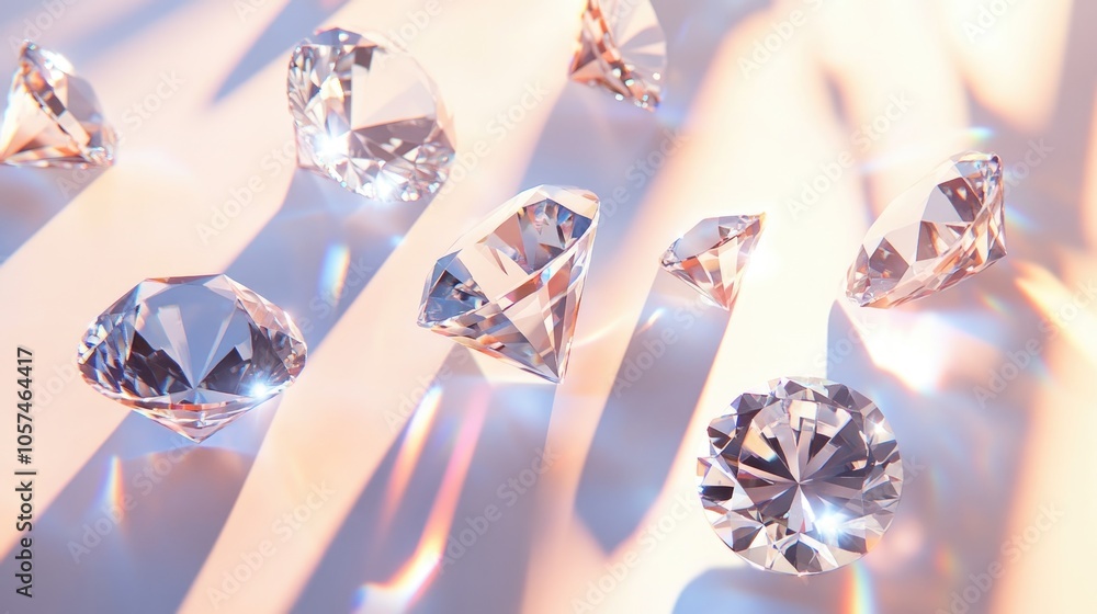 Aufkleber a close up of diamonds in different shapes and sizes against a bright background creating interestin