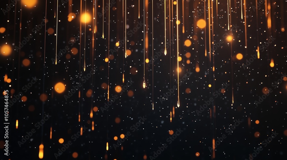 Poster golden light streaks cascade against a dark background, creating a mesmerizing display reminiscent o