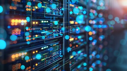 Naklejka premium Data servers in a modern technology center