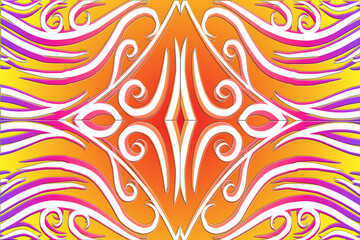 colourful Luxurious batik flower line art pattern of indonesian culture traditional background