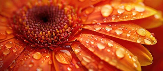 Closeup Of Daisy Flower With Rain Drops On Petals