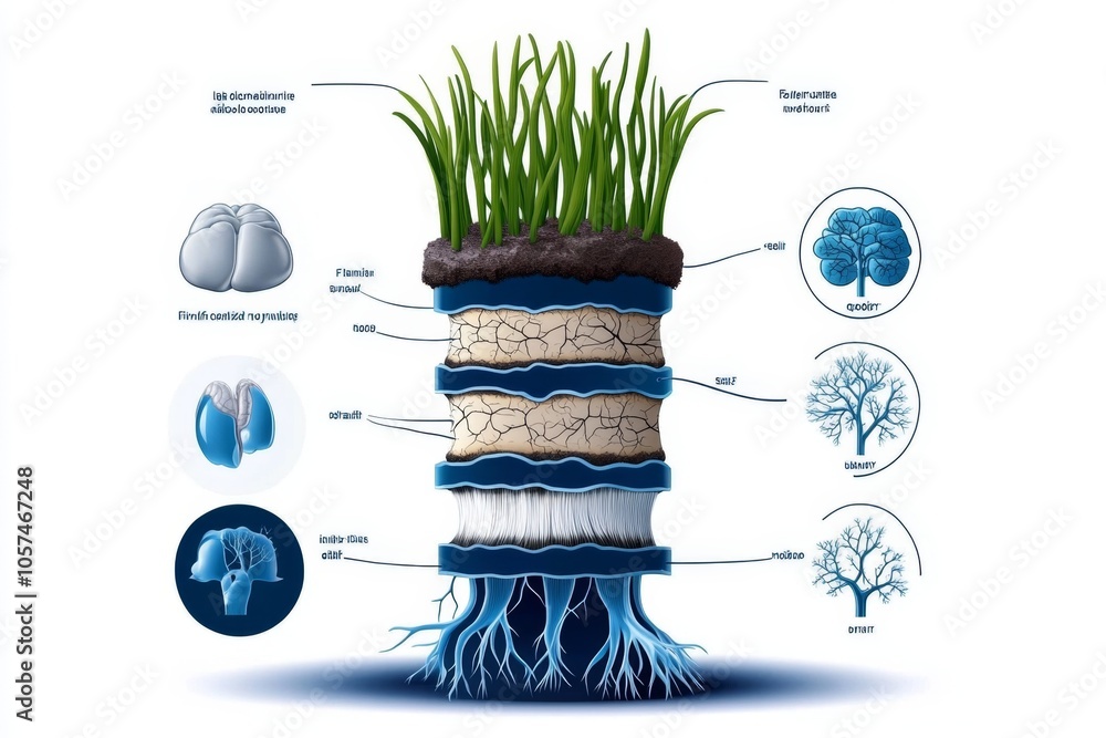 Poster Simple line drawing of a hair root with follicular layers, illustrating the basic anatomy in a minimalist style, symbolizing organization and understanding