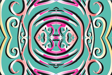 colourful Luxurious batik flower line art pattern of indonesian culture traditional background