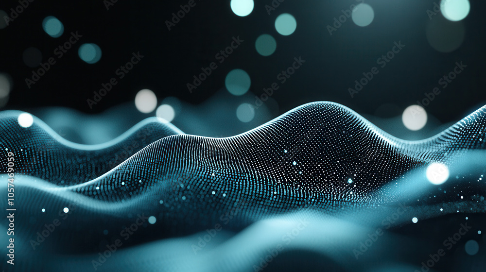 Aufkleber digital waves with glowing particles create mesmerizing visual effect, representing technology and i