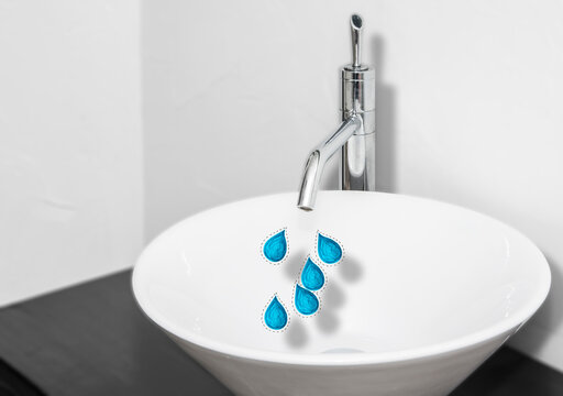 Germany, North Rhine Westphalia, Water drop falling from tap