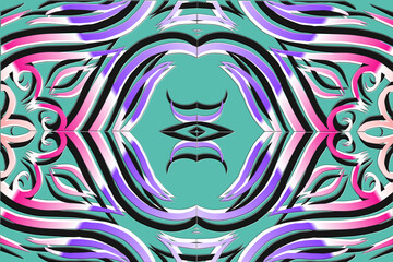 colourful Luxurious batik flower line art pattern of indonesian culture traditional background