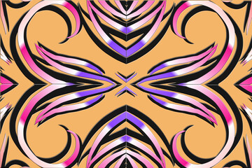 colourful Luxurious batik flower line art pattern of indonesian culture traditional background