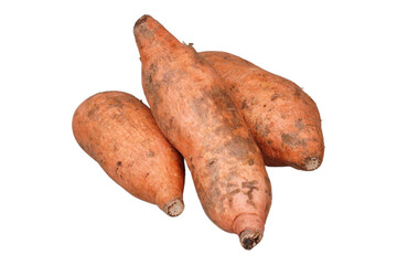 Pile of sweet potatoes isolated transparent