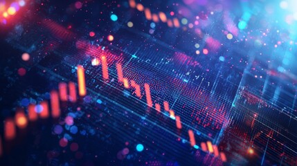 Fototapeta premium Abstract financial data visualization in red and blue