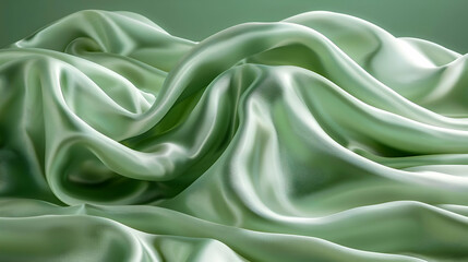 Obraz premium Abstract Green Fabric Background - Soft, Draped, Smooth, Flowing Texture
