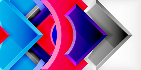 Arrow with round elements. Color geometric shapes background. Vector Illustration For Wallpaper, Banner, Background, Card, Book Illustration, landing page