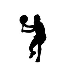 Silhouette of a man playing tennis