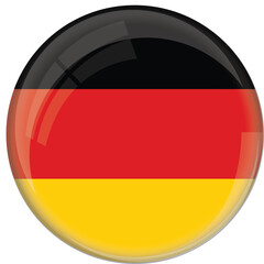 Germany flag with glossy rounded button for football team and national emblem