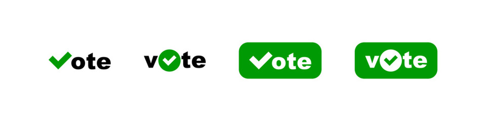 Vote with checkmark vector button icons set