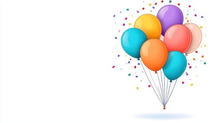 Obraz premium joyful balloons and confetti flat design top view birthday theme cartoon drawing Triadic Color Scheme