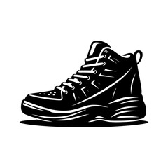 Shoe silhouette vector with white background. Sneakers silhouette 