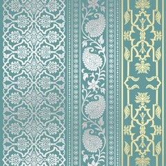 wedding card design, traditional paisley floral pattern , royal India	