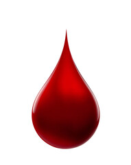 Single red drop liquid blood on transparent background. Single red drop of liquid isolated on a transparent background. Perfect for medical, beauty, or design concepts needing a vibrant touch.
