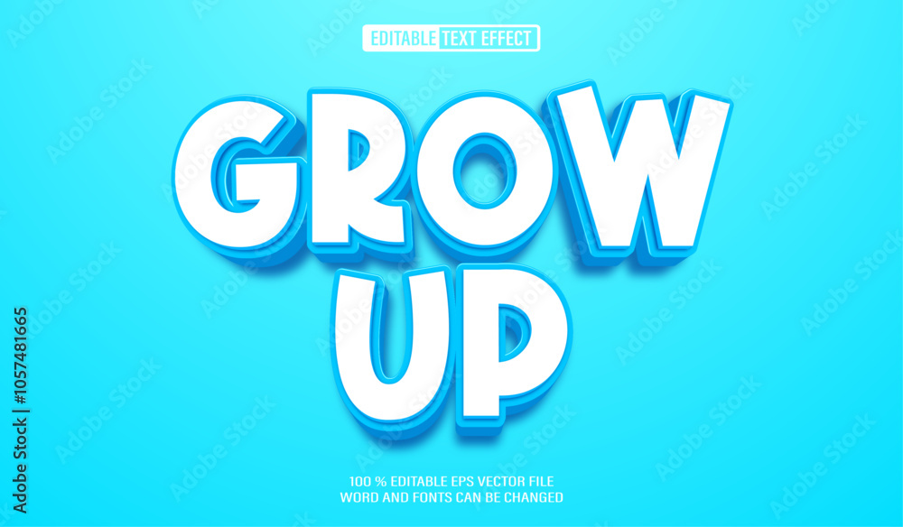 Poster editable 3d text style effect - grow up text effect template