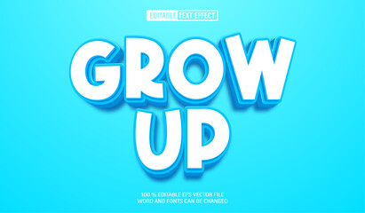 Editable 3d text style effect - Grow Up text effect Template