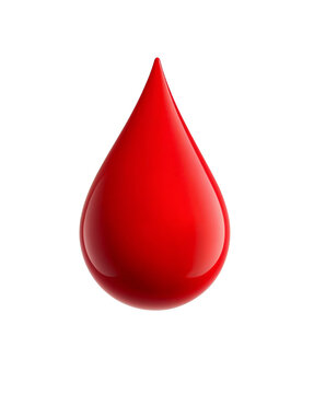 Single red drop liquid blood on transparent background. Single red drop of liquid isolated on a transparent background. Perfect for medical, beauty, or design concepts needing a vibrant touch.
