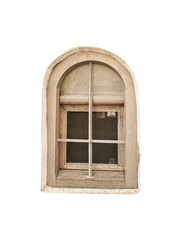 Medieval Style Window Isolated on White Background Style Window and Stone Wall