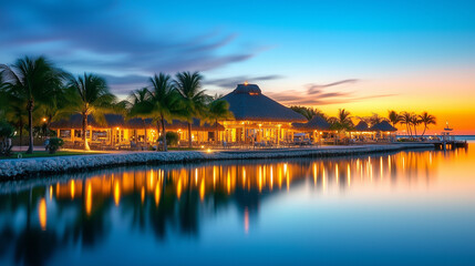 Obraz premium モダンなプール付きの建物