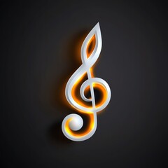 Obraz premium A stylized treble clef design, illuminated with an orange glow against a dark background, symbolizing music and creativity.