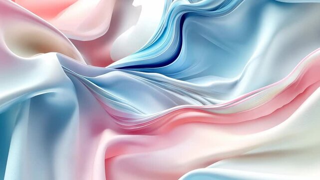 Fluid abstract pastel waves: soothing blue and pink patterns in motion