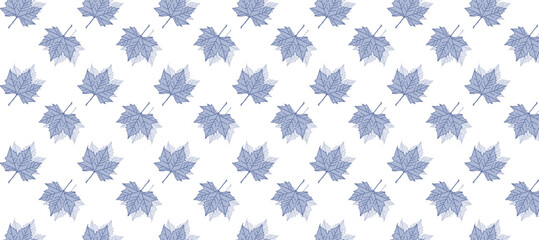 Seamless pattern with blue autumn maple leaves