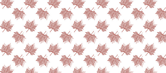 Seamless pattern with red autumn maple leaves