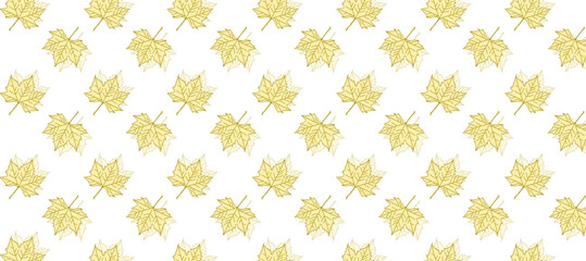 Seamless pattern with yellow autumn maple leaves