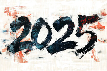 Happy new year 2025 .2025 Typography design. Black text on a white background