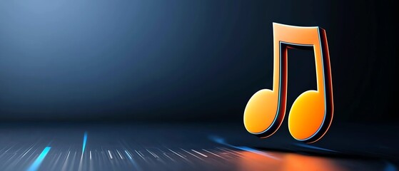 A vibrant orange music note icon on a dark, sleek background, symbolizing creativity and musical expression.