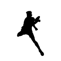 Silhouette of a man playing tennis