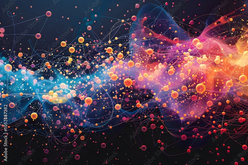 Poster vibrant abstract visualization of data flow and connections