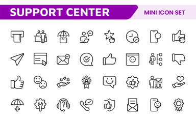 Customer Support Icon Set. Icons for enhancing user assistance, perfect for help centers, chat interfaces, and service platforms to streamline communication and improve user experience.