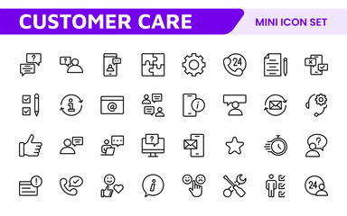 Customer Support Icon Set. Icons for enhancing user assistance, perfect for help centers, chat interfaces, and service platforms to streamline communication and improve user experience.