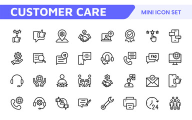 Customer Support Icon Set. Icons for enhancing user assistance, perfect for help centers, chat interfaces, and service platforms to streamline communication and improve user experience.