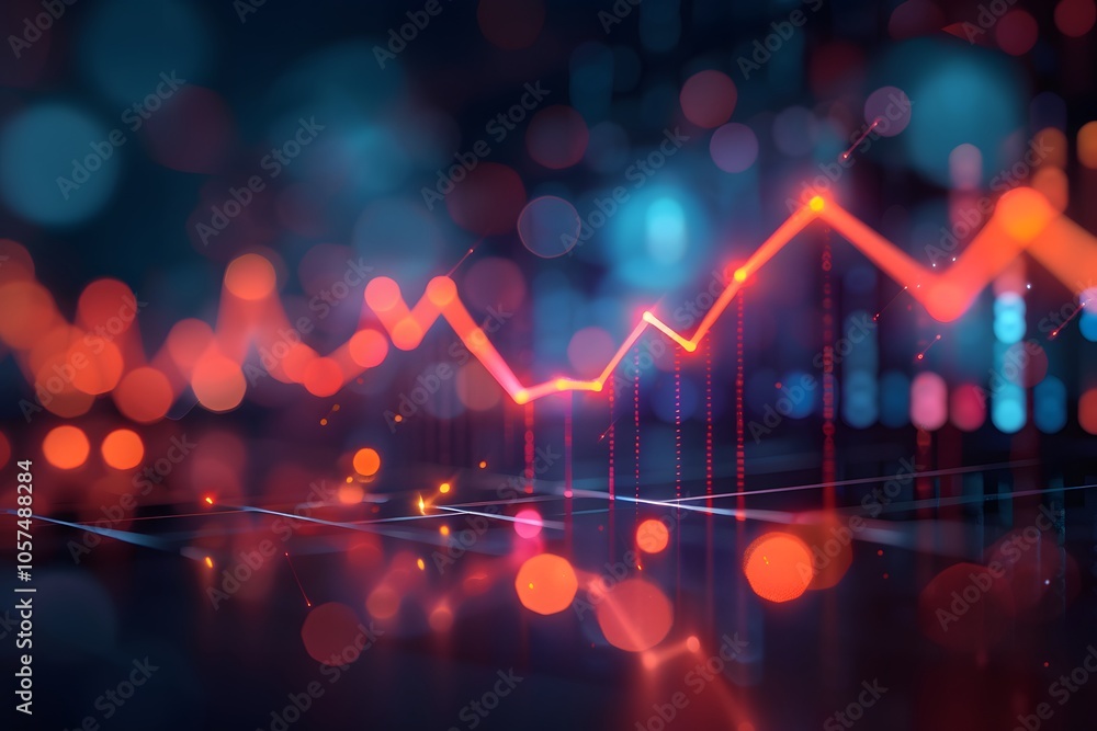 Aufkleber vibrant financial data visualization with dynamic graphs and bokeh effects