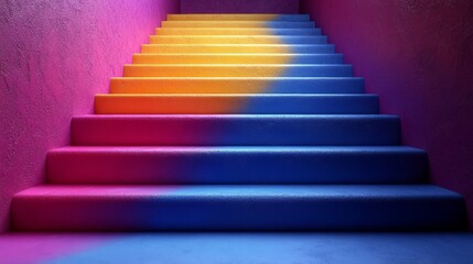  purple, blue, and yellow stripes on the floor